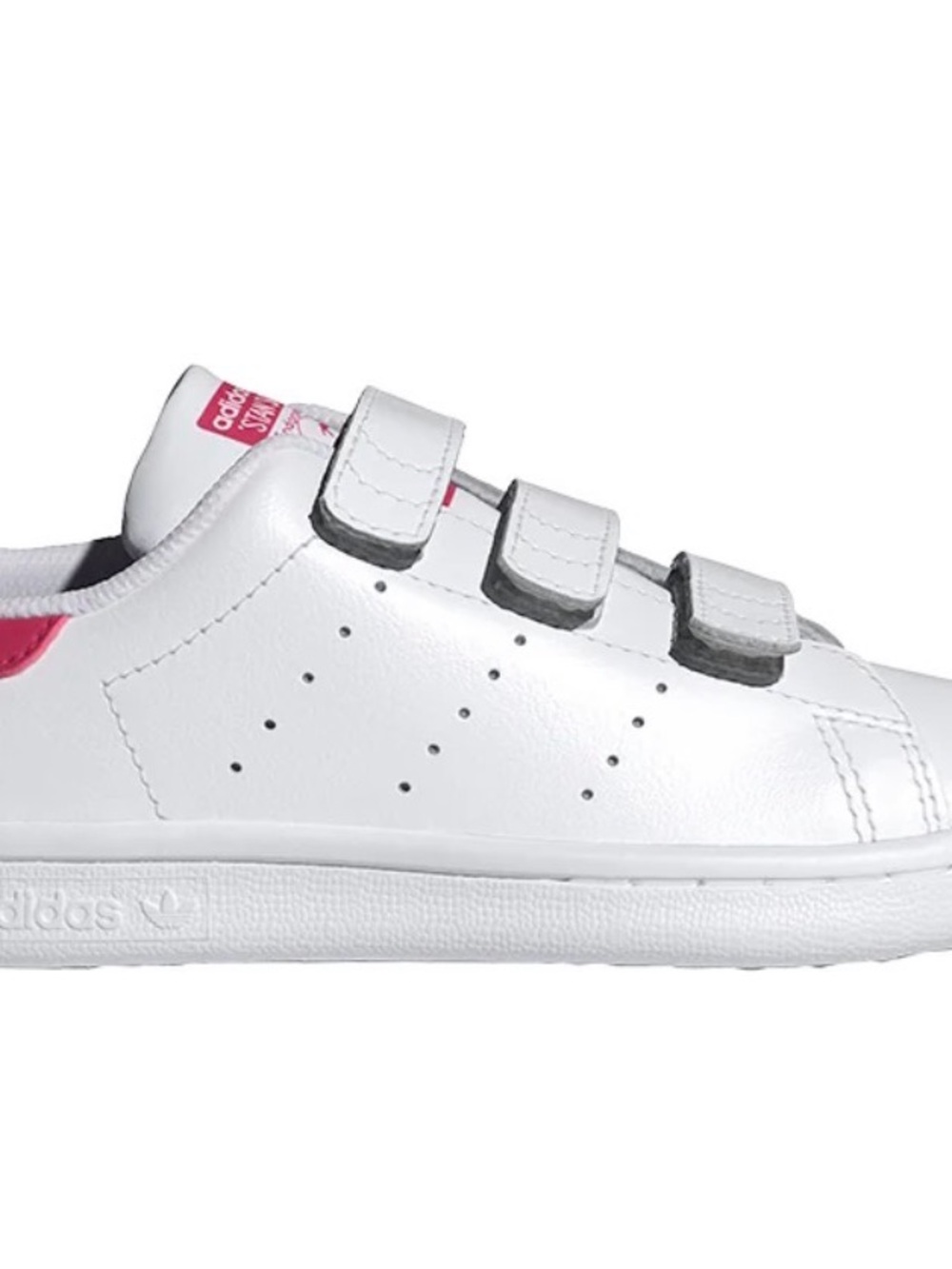 NWOT Adidas Stan Smith Kids White & Pink Velcro Strap Sneakers